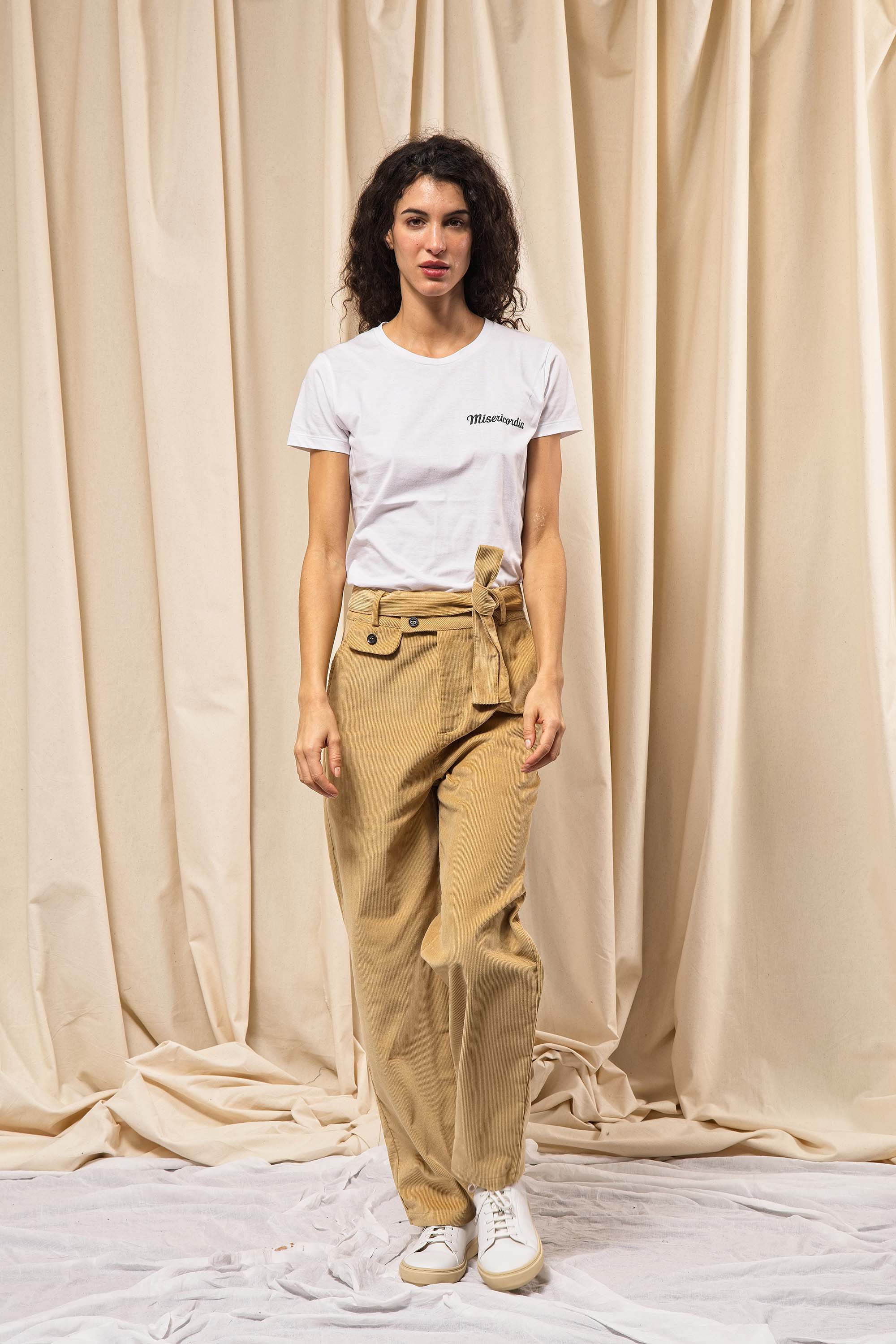 Pantalon velours beige femme best sale